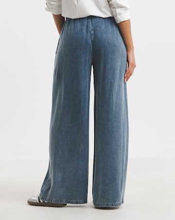 Simply Be Light Wash Denim Lyocell Tie Front Palazzo Jeans