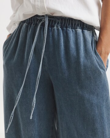 Simply Be Light Wash Denim Lyocell Tie Front Palazzo Jeans