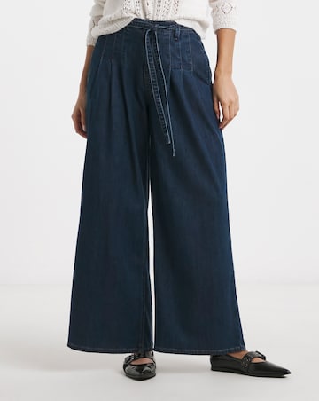 Simply Be Indigo Stretch High Rise Wide Leg Jeans