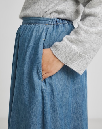 Simply Be Mid Blue Bubble Hem Denim Skirt