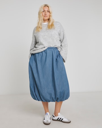 Simply Be Mid Blue Bubble Hem Denim Skirt