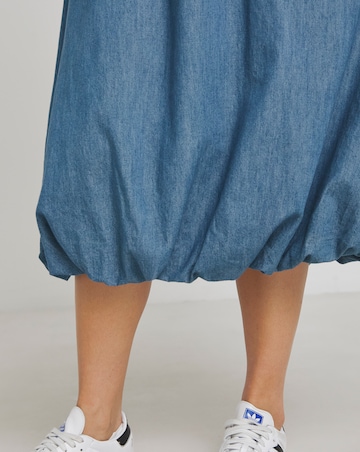 Simply Be Mid Blue Bubble Hem Denim Skirt
