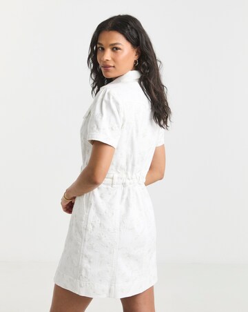 Simply Be White All Over Embroidered Denim Floral Mini Dress