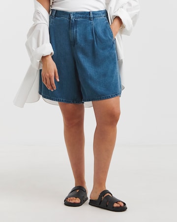 Simply Be Mid Blue Denim Lyocell Bermuda Shorts