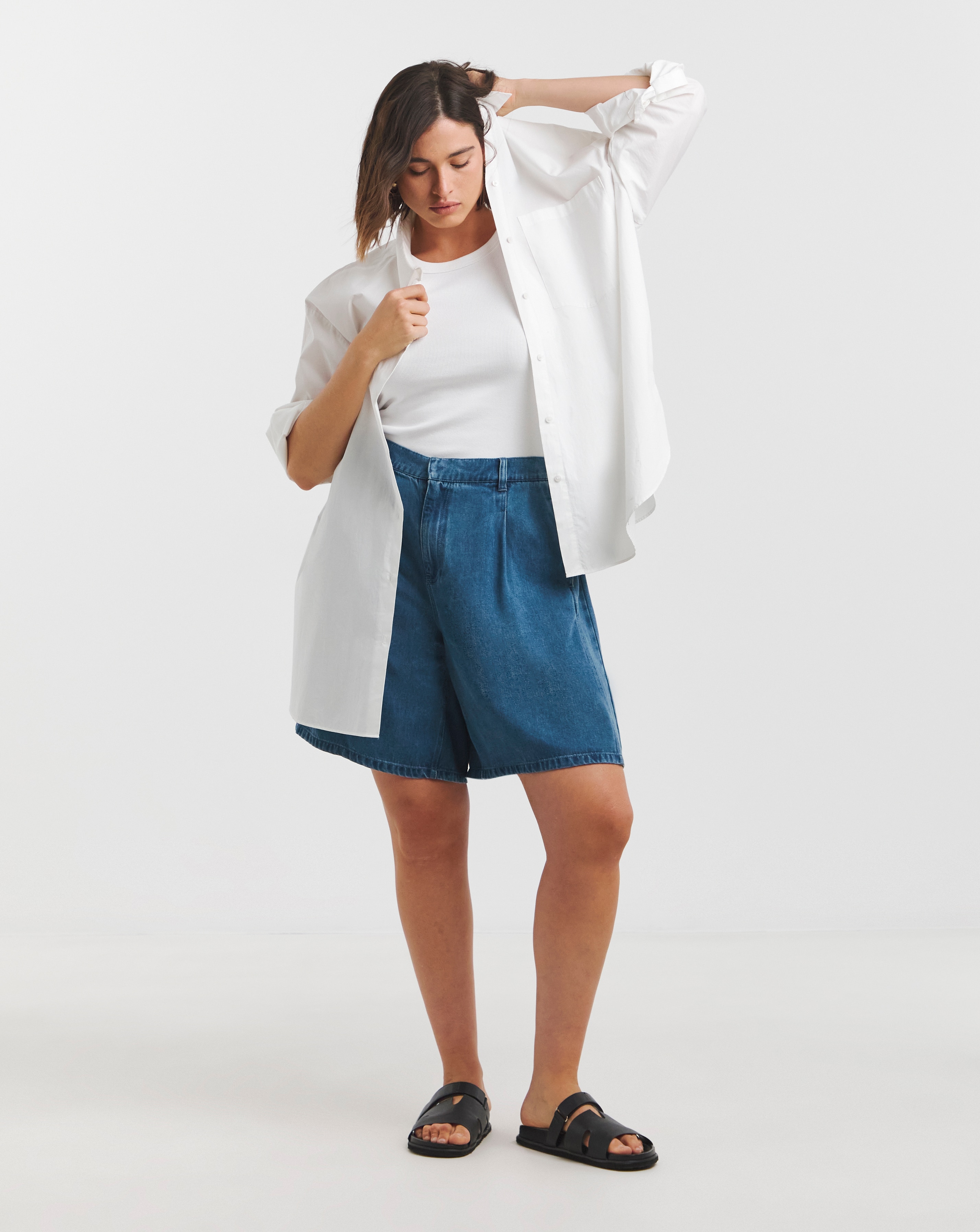 Simply Be Mid Blue Denim Bermuda Shorts