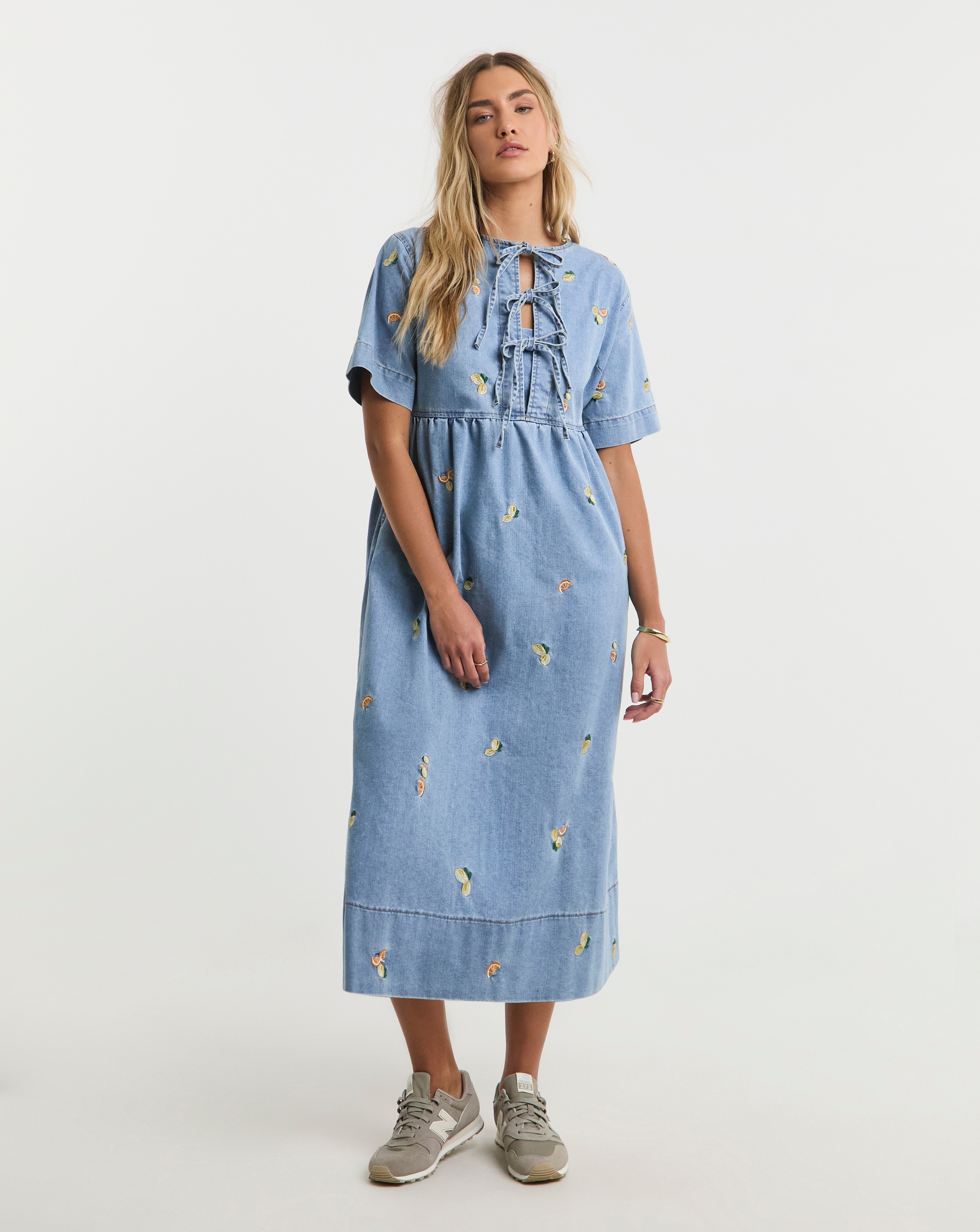 Simply Be Embroidered Tie Front Dress