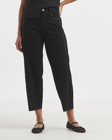 Simply Be Black Side Studded Barrel Leg Jeans