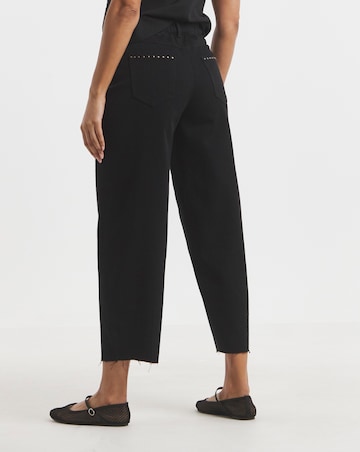 Simply Be Black Side Studded Barrel Leg Jeans
