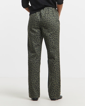 Simply Be Olive Leopard Straight Leg Jeans