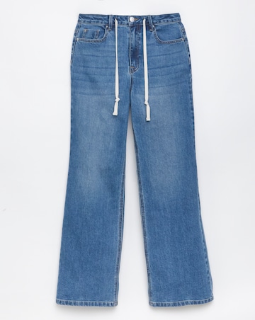 Simply Be Vintage Mid Blue Tie Front Wide Leg Jeans