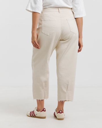 Ecru Cropped Barrel Jeans