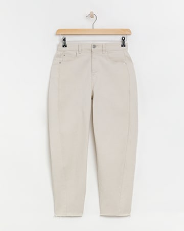 Ecru Cropped Barrel Jeans