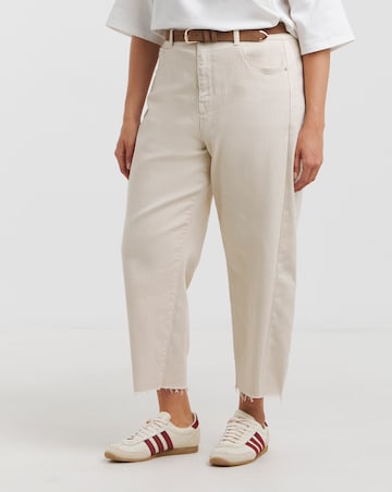 Ecru Cropped Barrel Jeans