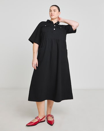 Simply Be Black Half Sleeve Denim Midaxi Dress