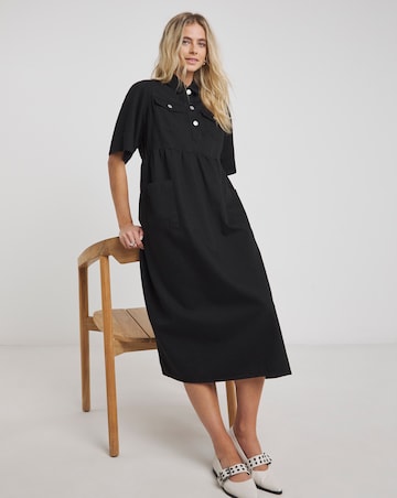 Simply Be Black Half Sleeve Denim Midaxi Dress