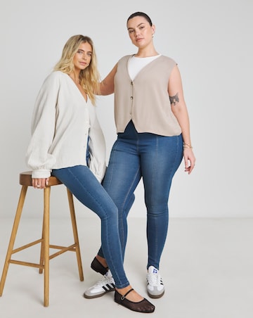 Mid Blue Stretch Seamed Skinny Jeggings