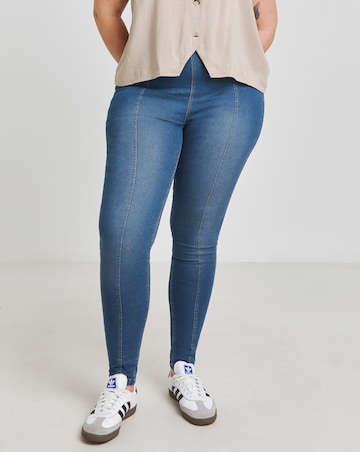 Mid Blue Stretch Seamed Skinny Jeggings