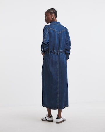 Dark Wash Denim Midaxi Dress with Tencel TM