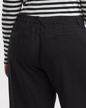 Black Draped Lyocell Wide Leg Jeans