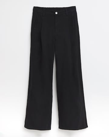 Black Draped Lyocell Wide Leg Jeans