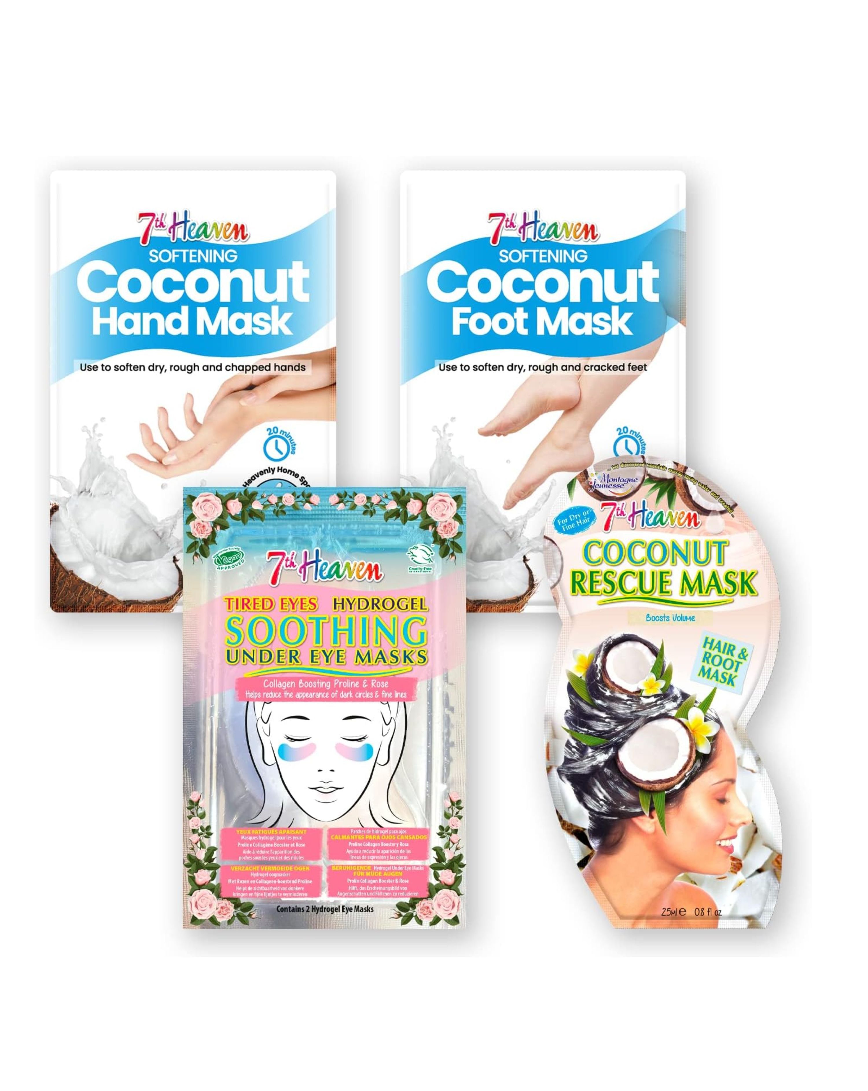 7th Heaven Coconut Moisture Hair, Face, Eye & Feet Mask Set