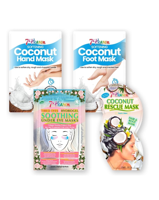 7th Heaven Coconut Moisture Hair, Face, Eye & Feet Mask Set