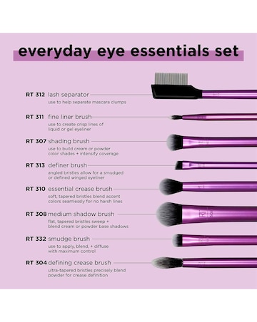 Real Techniques Everyday Eye Essentials 8 Piece Makeup Brush Set