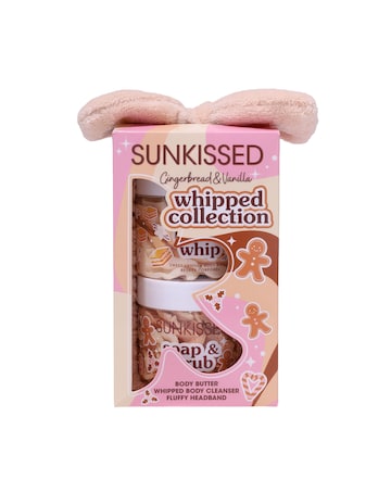 Sunkissed Gingerbread Whipped Body Butter, Soap and Scrub Gift Set with Headband