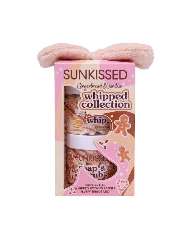 Sunkissed Gingerbread Whipped Body Butter, Soap and Scrub Gift Set with Headband