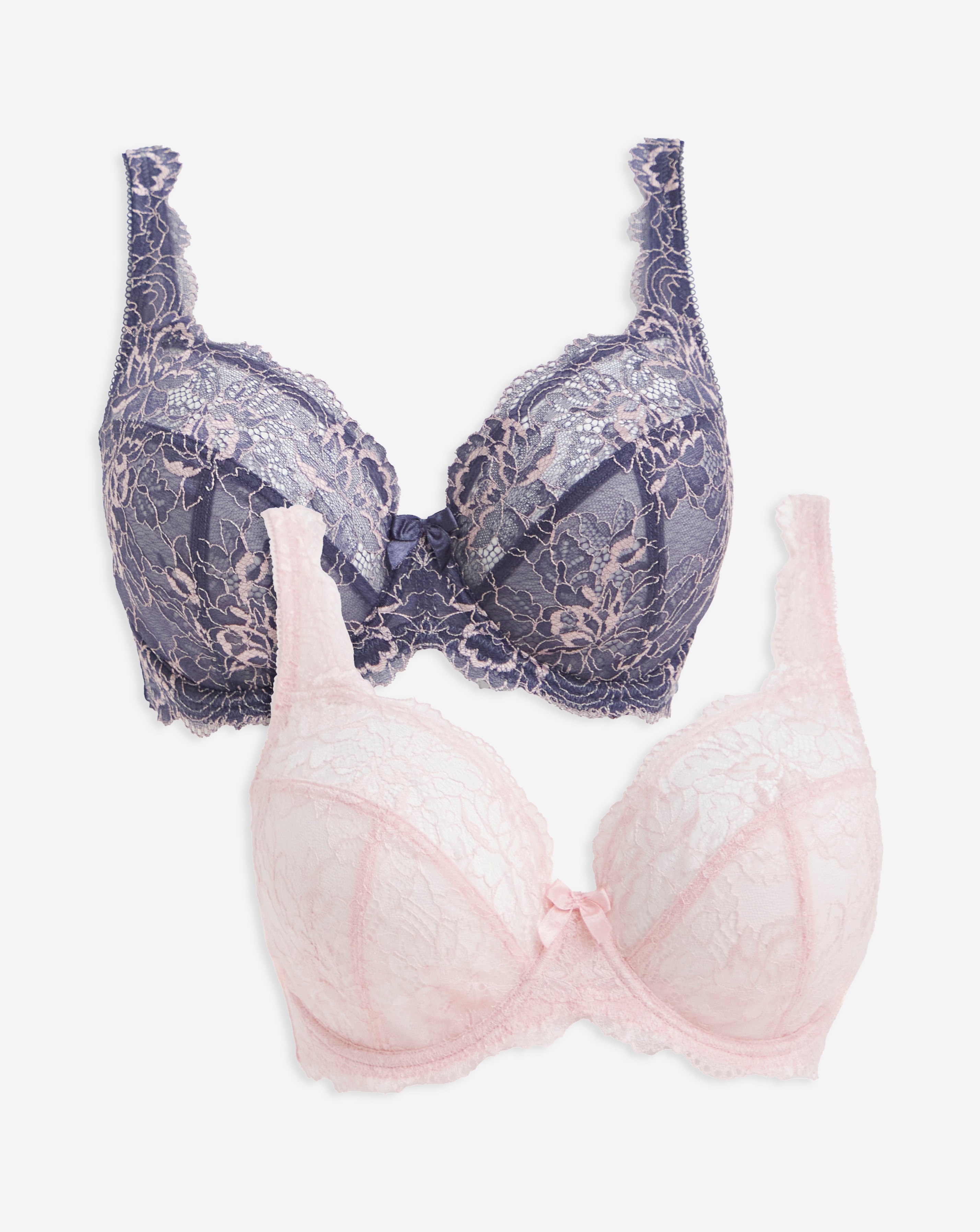 2 Pack Ella Lace Full Cup Wired Bras