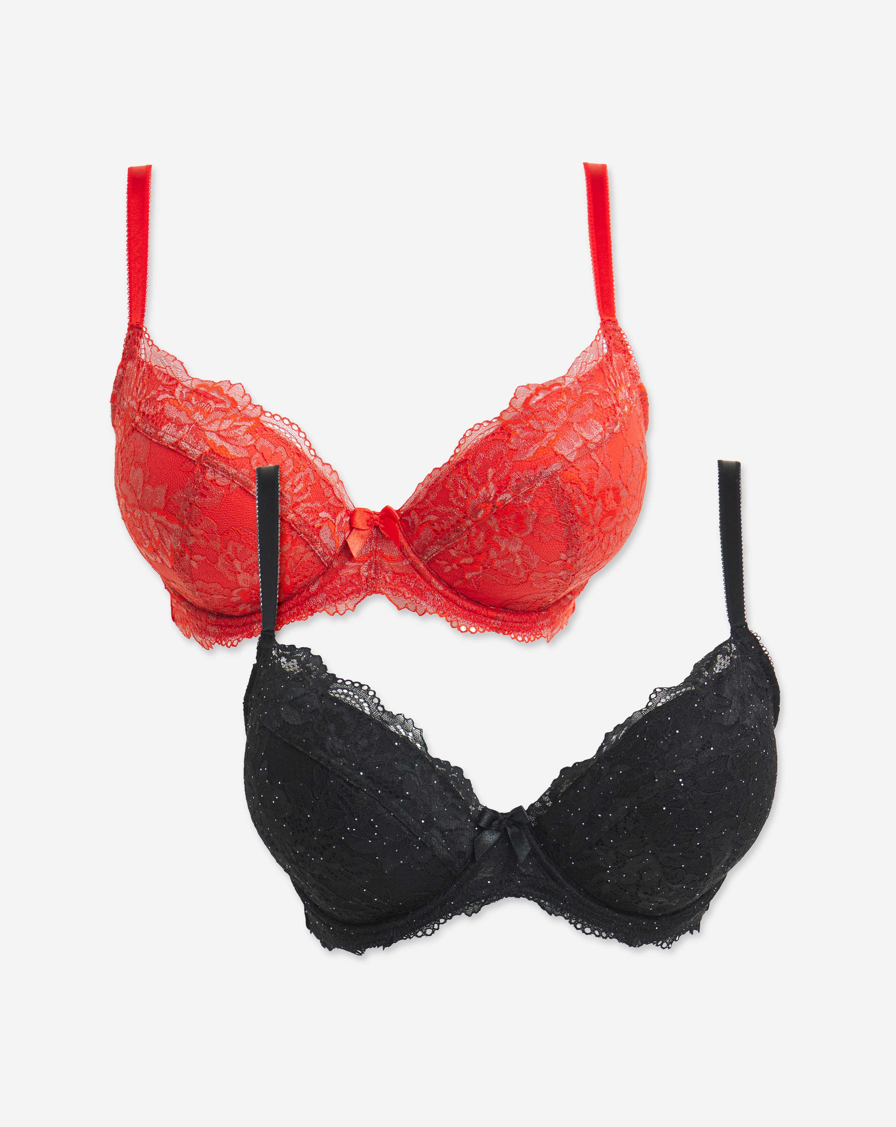 2 Pack Ella Lace Padded Plunge Bras