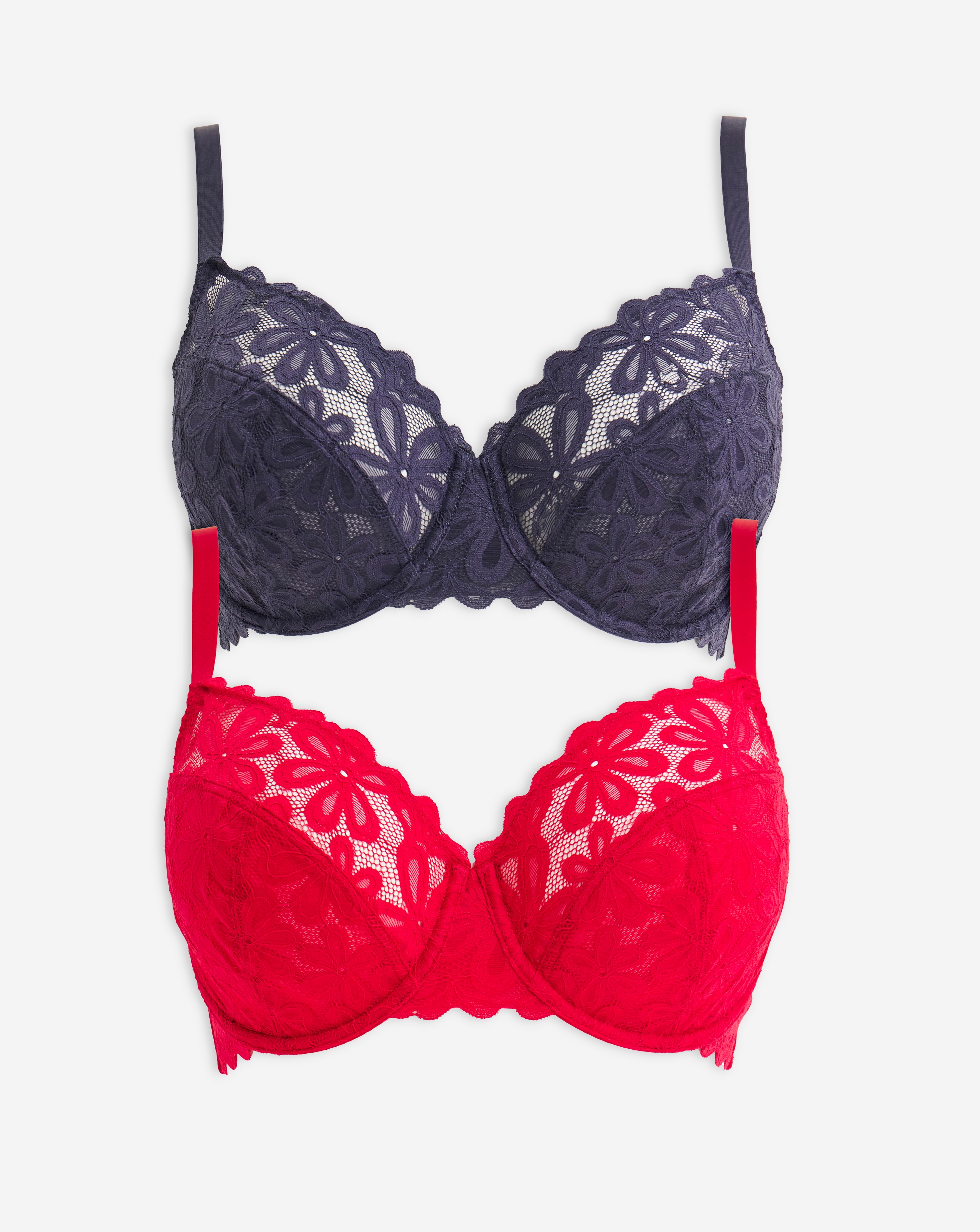 2 Pack Daisy Lace Full Cup Bras