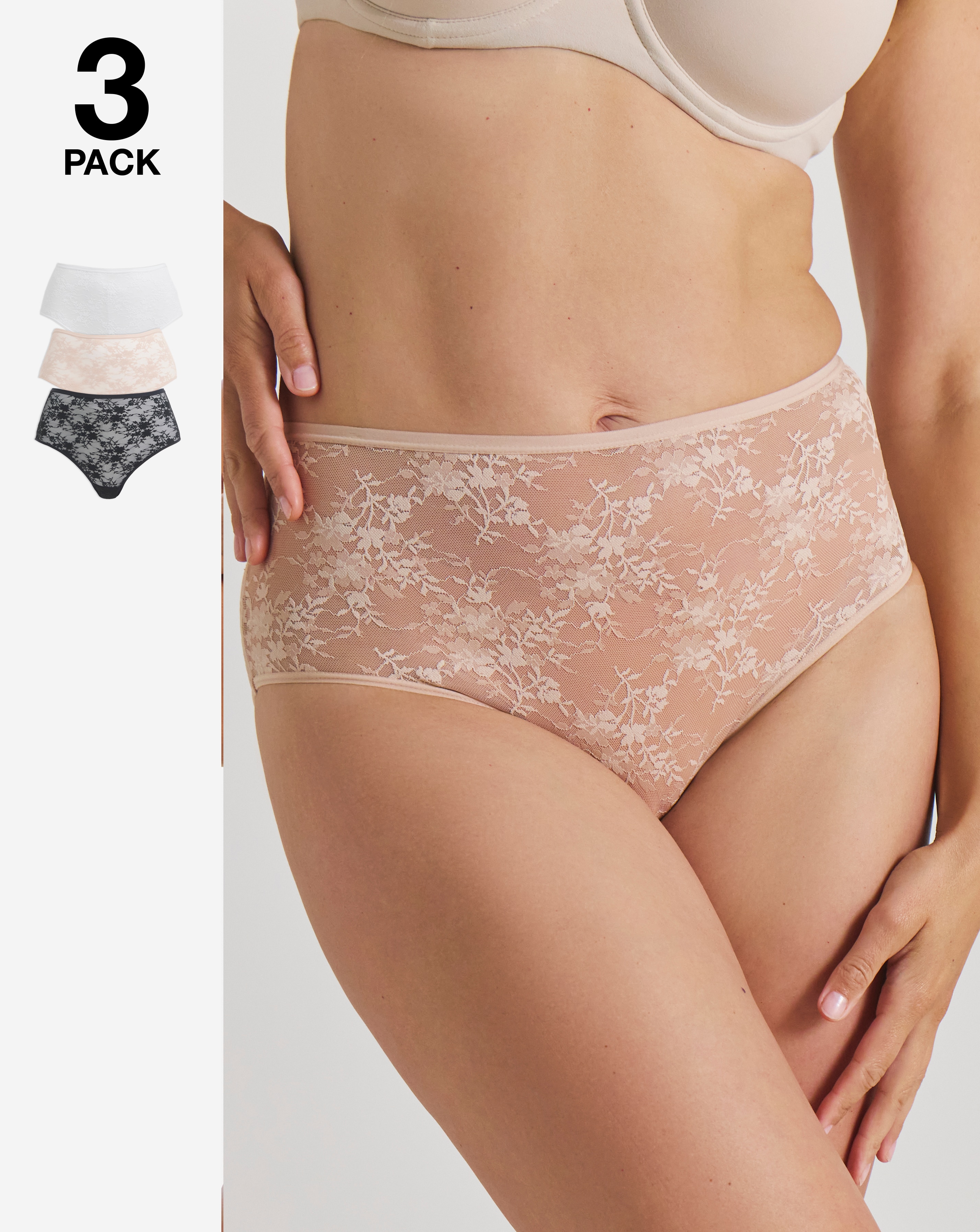 3 Pack Full Fit Lace Knickers