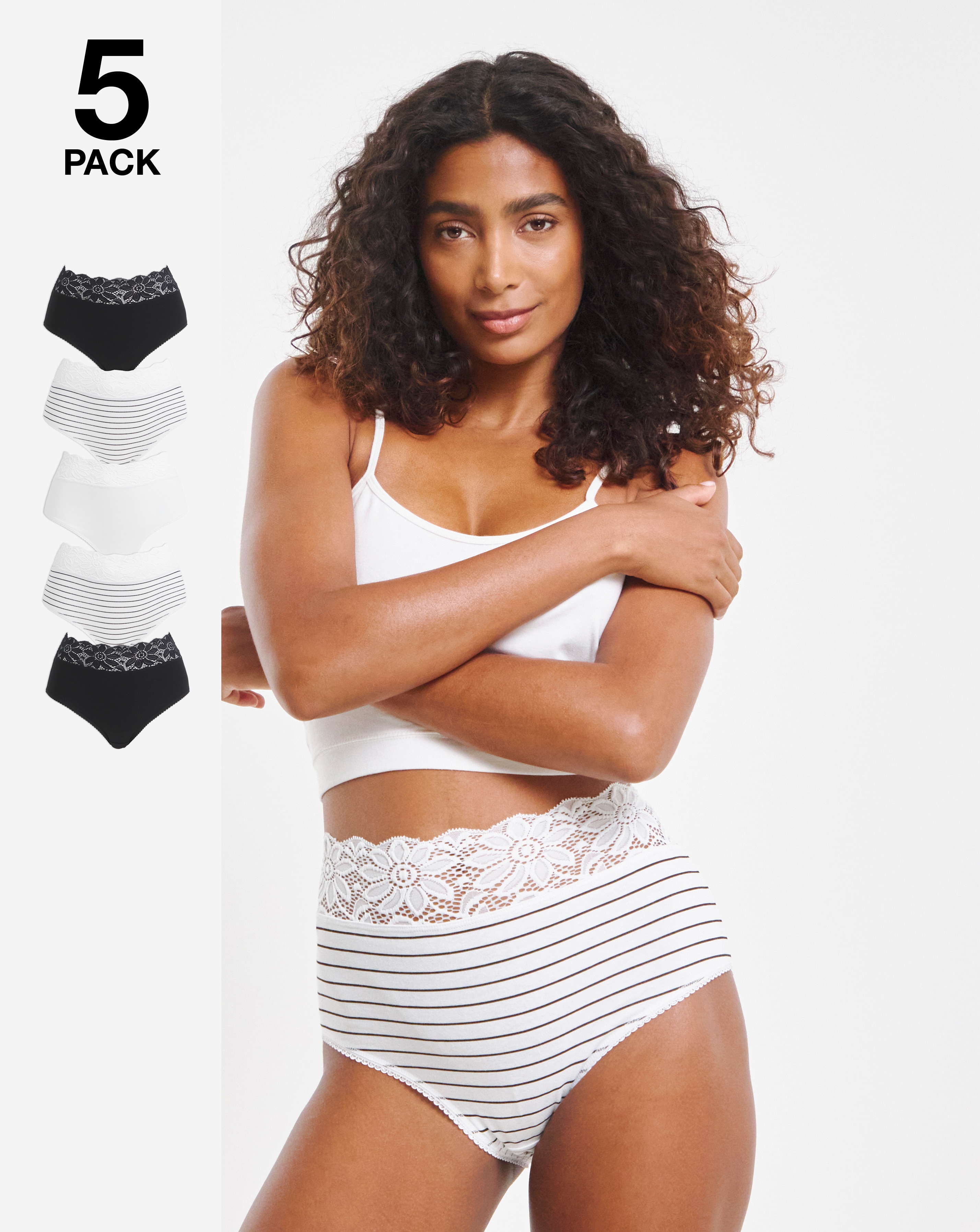 5Pack Lace Top Full Fit Briefs
