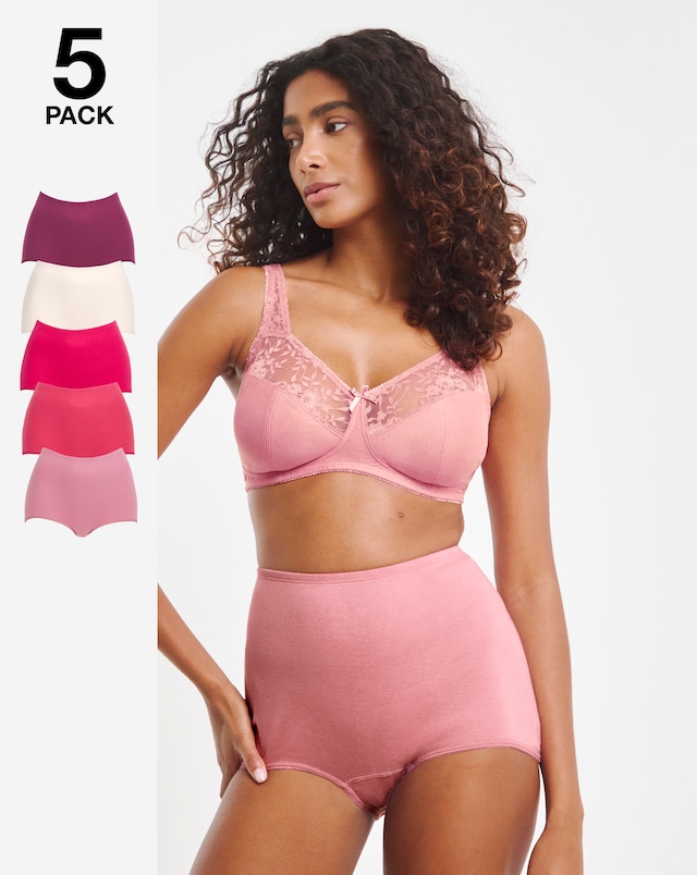 Pretty Secrets (5 Pack) Comfort Short Knickers Red Multi