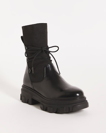 Arnis Lace Wraparound Chunky Short Boots - Extra Wide Fit (EEE)