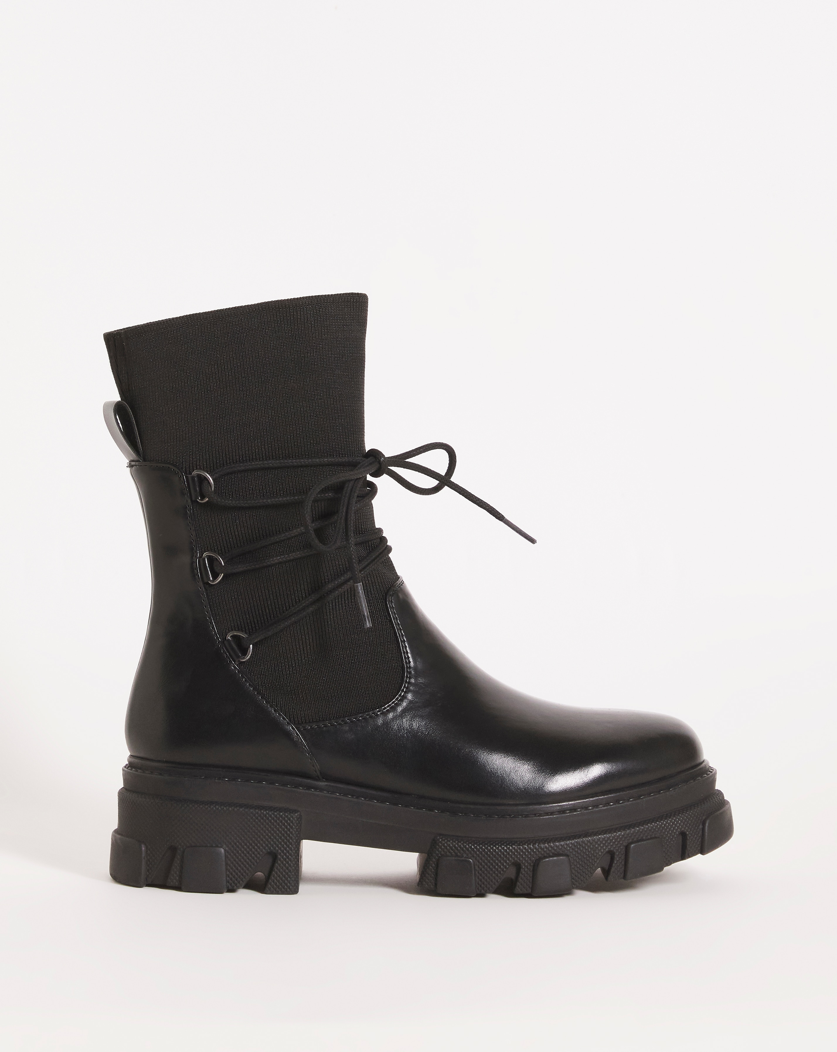 Lace Wrap Chunky Boots Ex Wide