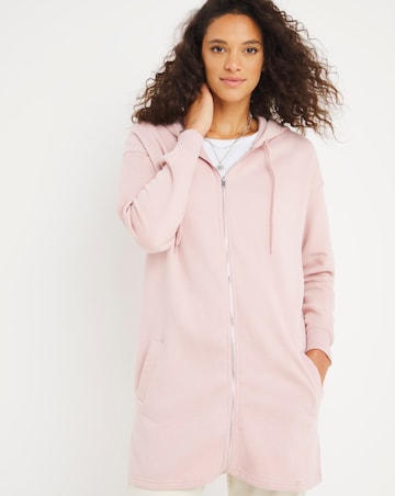 Blush Longline Zip Through Hoodie