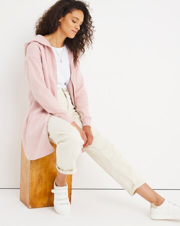 Blush Longline Zip Through Hoodie