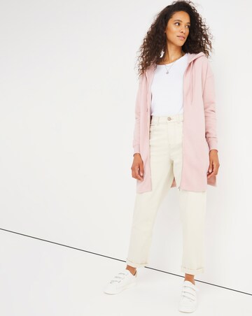 Blush Longline Zip Through Hoodie