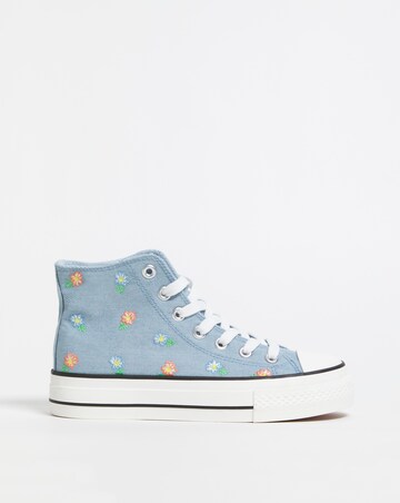 Hola Hi Top Embroided Trainer - Wide Fit (E)