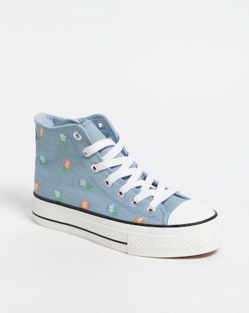 Hola Hi Top Embroided Trainer - Wide Fit (E)