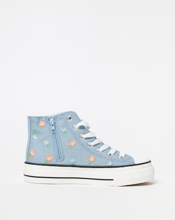 Hola Hi Top Embroided Trainer - Wide Fit (E)