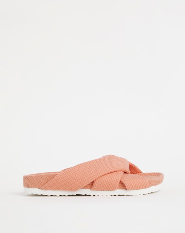 Waffle Footbed Open Toe Slippers