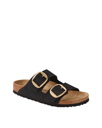 Birkenstock Arizona Black Nubuck Big Buckle Sandals - Standard Fit (D)