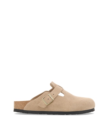 Birkenstock Boston Sandcastle Suede Mules - Standard Fit (D)