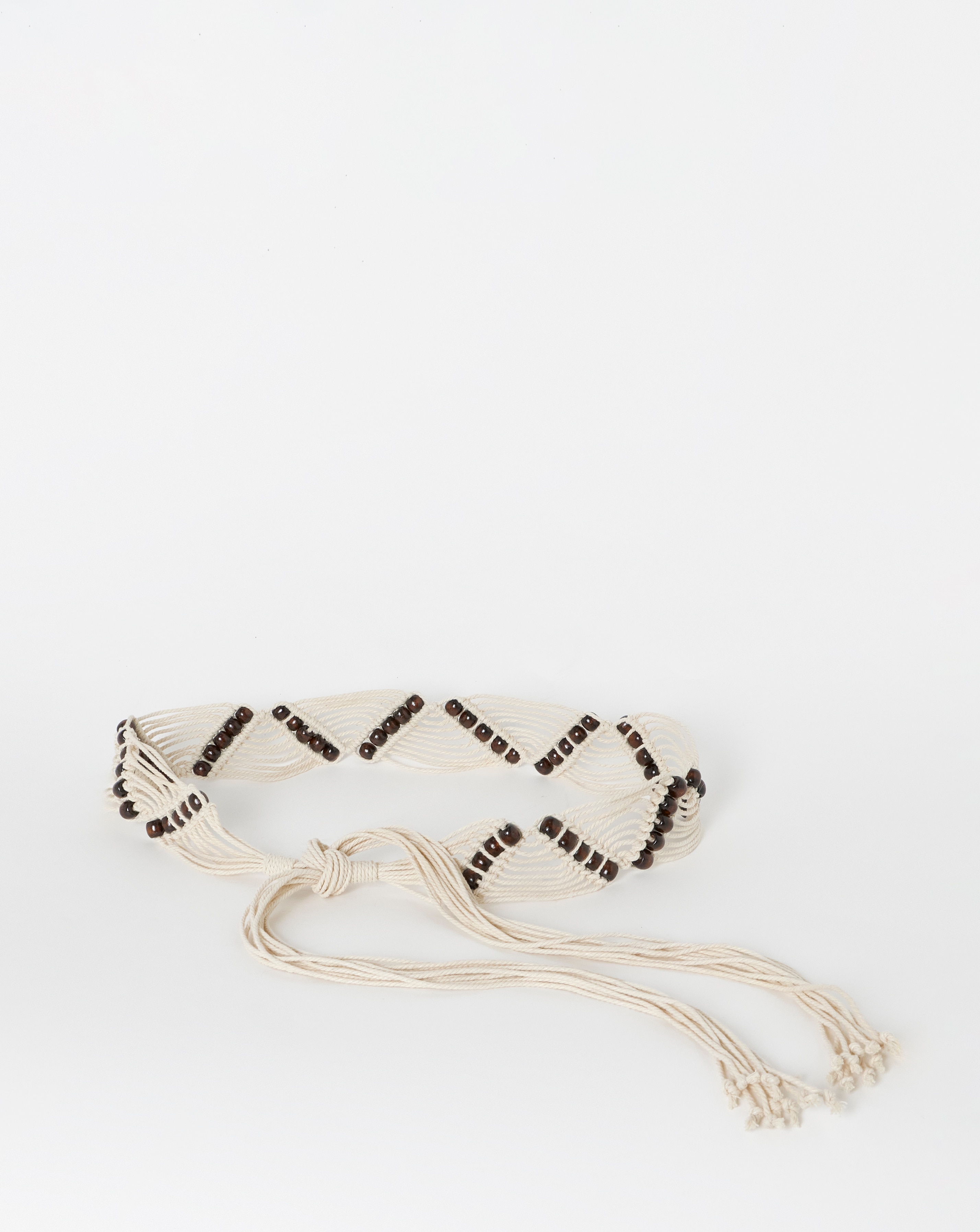New In - Beaded Macrame Tie Belt