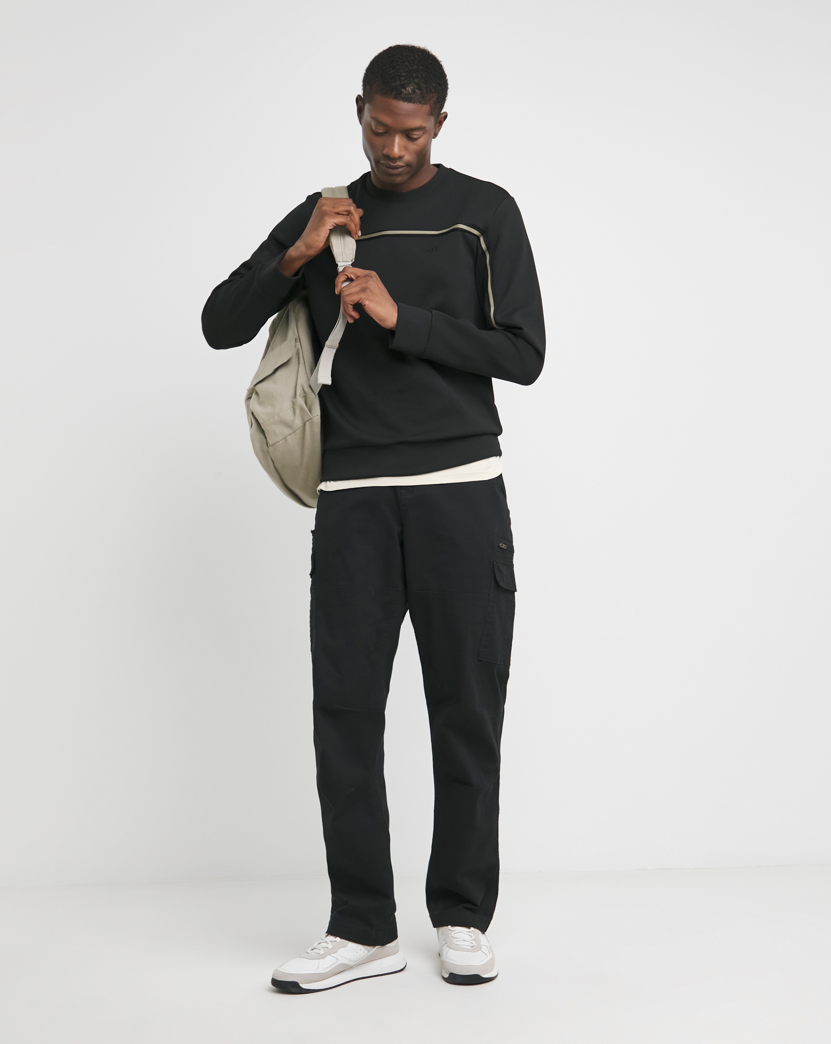 BOSS Black Stripe Crew Neck Sweat