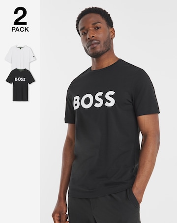 BOSS 2 Pack Short Sleeve Logo T-Shirt - Black/White