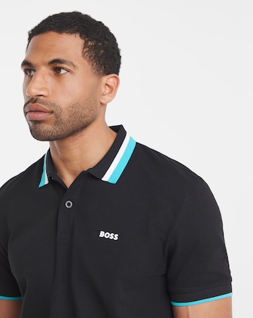 BOSS Short Sleeve Paddy Heritage Tipped Polo - Black